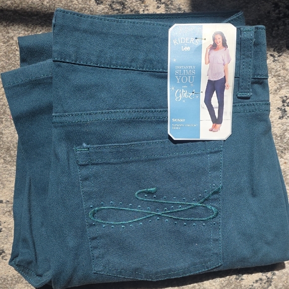 Riders by Lee Denim - Riders by Lee Women's Teal Skinny Jeans with Embroidered Back Pocket